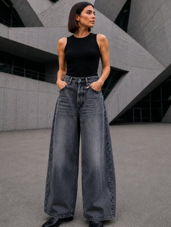 Acne Studios Denim - Acne Studios 1981F FN Vintage Black Wide Leg Jeans Size 34 Made Italy Denim